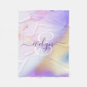Personalisiert Name Monogram Lila Watercolor Luxe Fleecedecke (Vorderseite)