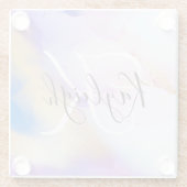 Personalisiert Name Monogram Lila Watercolor Luxe Glasuntersetzer (Rückseite)