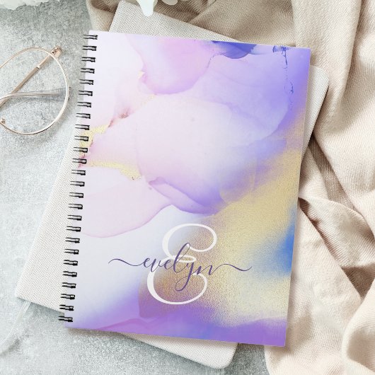 Personalisiert Name Monogram Lila Watercolor Luxe Notizblock