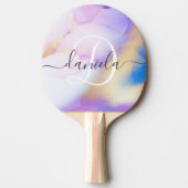 Personalisiert Name Monogram Lila Watercolor Luxe Tischtennis Schläger (Vorderseite)
