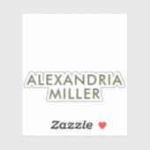 Personalisiert Name Monogram Olive Green Modern Aufkleber (Blatt)