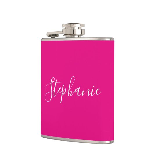 Personalisiert Name Monogram Pink Bachelorette Flachmann (Links)