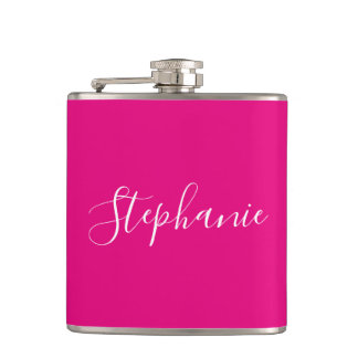 Personalisiert Name Monogram Pink Bachelorette Flachmann