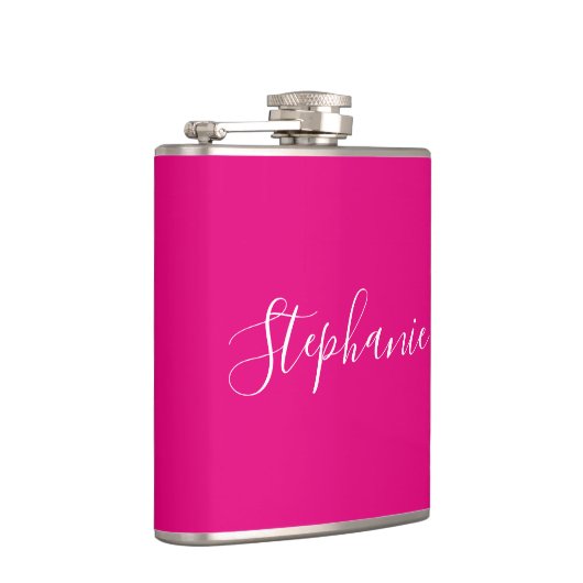 Personalisiert Name Monogram Pink Bachelorette Flachmann (Rechts)