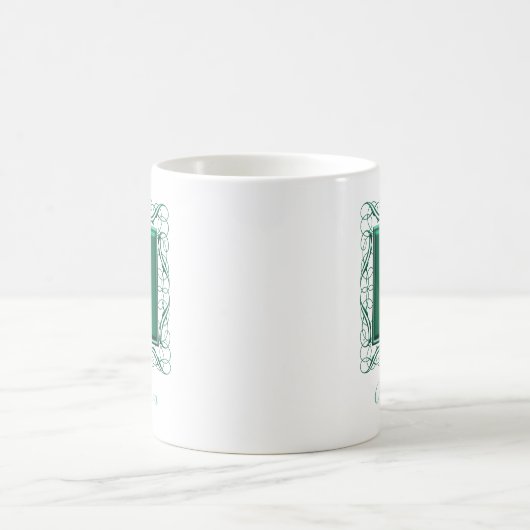 Personalisiert Name Monogram Regal Style (grün) Kaffeetasse (Mittel)