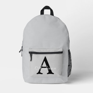 Personalisiert Name Monogram Silver Background Bedruckter Rucksack