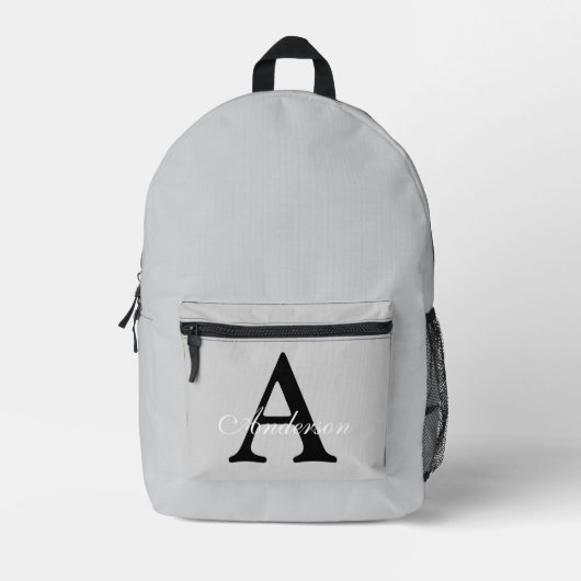 Personalisiert Name Monogram Silver Background Bedruckter Rucksack (Vorderseite)