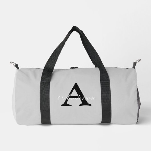Personalisiert Name Monogram Silver Background Duffle Bag (Vorderseite)
