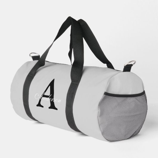 Personalisiert Name Monogram Silver Background Duffle Bag (Rechte Ecke)