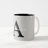Personalisiert Name Monogram Silver Background Zweifarbige Tasse (VorderseiteRechts)