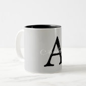 Personalisiert Name Monogram Silver Background Zweifarbige Tasse (Vorderseite Links)
