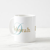 Personalisiert Name Monogramm weiß Kaffeetasse (Vorderseite Links)