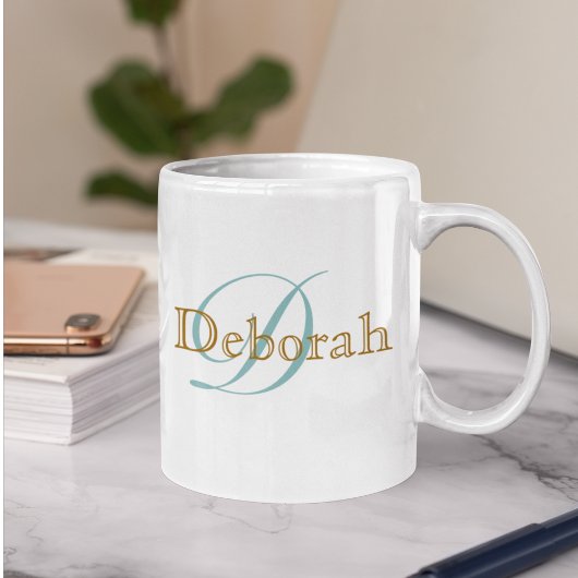 Personalisiert Name Monogramm weiß Kaffeetasse
