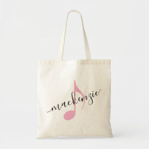 Personalisiert Name Musiknote Schwarz Rosa Tragetasche
