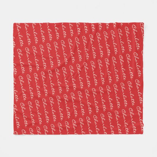 Personalisiert Name Muster Skripttypografie in Rot Fleecedecke (Vorderseite (Horizontal))