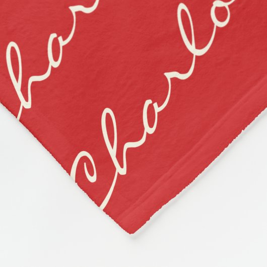 Personalisiert Name Muster Skripttypografie in Rot Fleecedecke (Ecke)