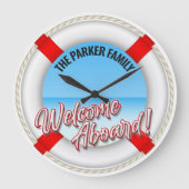 Personalisiert NAME Nautic Sailing Lifeguard Buoy Große Wanduhr (Vorderseite)