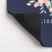 Personalisiert Name Navy Floral Water Mousepad (Ecke)