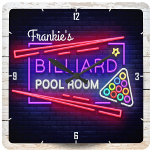 Personalisiert NAME Neon Style Billiards Billardti Quadratische Wanduhr<br><div class="desc">Dieses wirklich einzigartige,  einzigartige Pool Table Billiard Room Neon Sign Style Geschenk. Perfekte Ergänzung zur Mannhöhle (oder Frauenhöhle!) ,  frisierte Auto klassische Autogarage oder Bar. Passen Sie Ihren Namen oder Ihren benutzerdefinierten Text an!</div>
