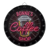 Personalisiert NAME Neon Style Coffee Shop Custom Dartscheibe (vorne)