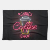 Personalisiert NAME Neon Style Coffee Shop Custom Geschirrtuch (Horizontal)