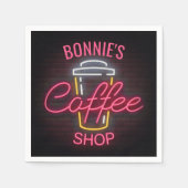 Personalisiert NAME Neon Style Coffee Shop Custom Serviette (Vorderseite)