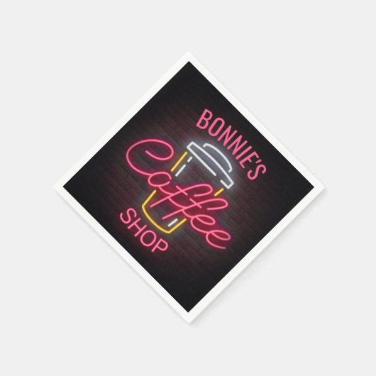 Personalisiert NAME Neon Style Coffee Shop Custom Serviette (Ecke)
