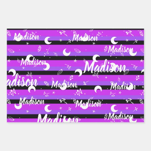 Personalisiert Name Night Halloween Girl Whimsical Geschenkpapier Set (Vorderseite 2)