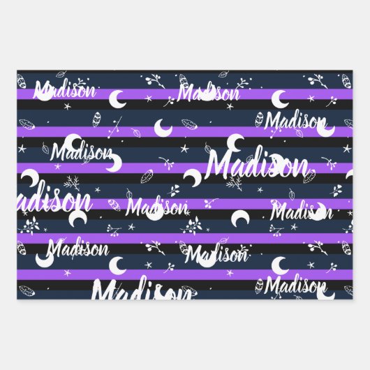 Personalisiert Name Night Halloween Girl Whimsical Geschenkpapier Set (Vorderseite)