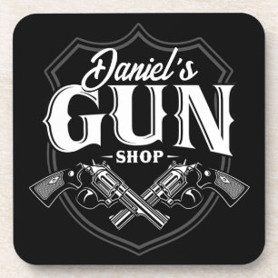 Personalisiert NAME Old Revolvers Gun Shop Feuerwa Getränkeuntersetzer