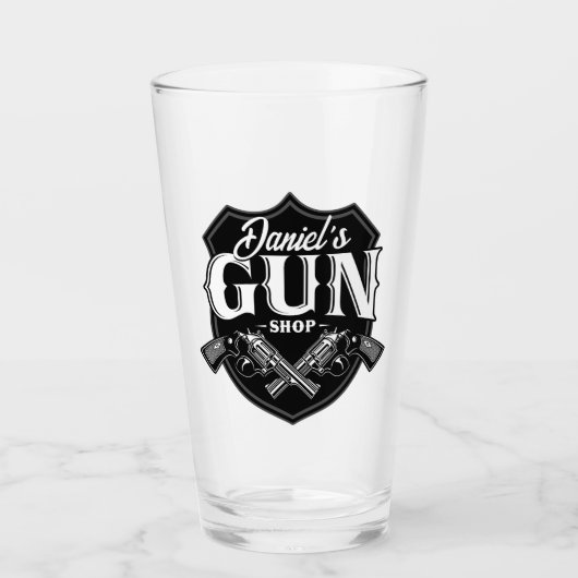 Personalisiert NAME Old Revolvers Gun Shop Feuerwa Glas (Vorderseite)