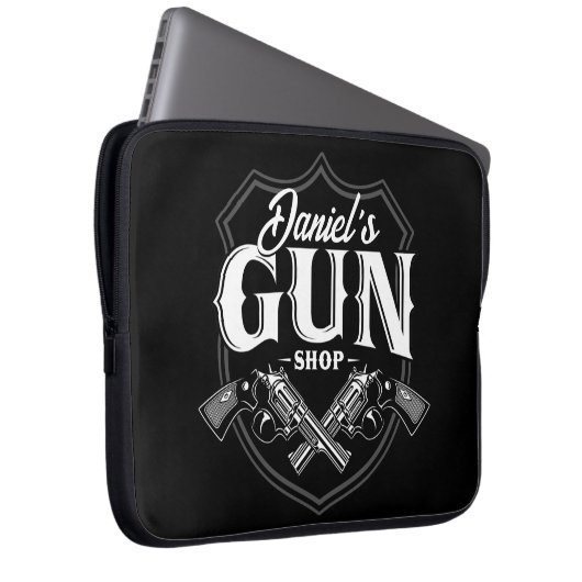 Personalisiert NAME Old Revolvers Gun Shop Feuerwa Laptopschutzhülle (Vorne Rechts)