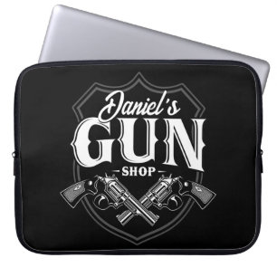 Personalisiert NAME Old Revolvers Gun Shop Feuerwa Laptopschutzhülle