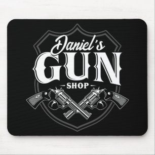 Personalisiert NAME Old Revolvers Gun Shop Feuerwa Mousepad