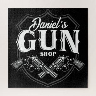 Personalisiert NAME Old Revolvers Gun Shop Feuerwa Puzzle
