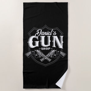 Personalisiert NAME Old Revolvers Gun Shop Feuerwa Strandtuch