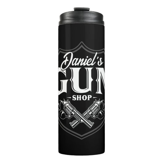 Personalisiert NAME Old Revolvers Gun Shop Feuerwa Thermosbecher (Vorderseite)