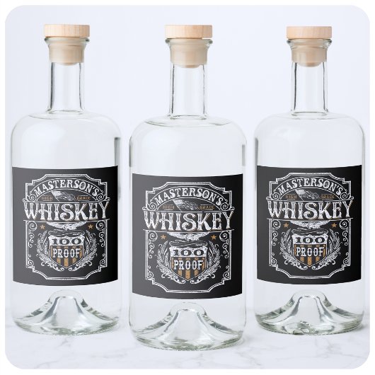 Personalisiert NAME Old West Whiskey Brauerei Bar Alkoholflaschenetikett