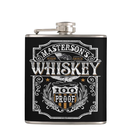 Personalisiert NAME Old West Whiskey Brauerei Bar Flachmann (Vorderseite)