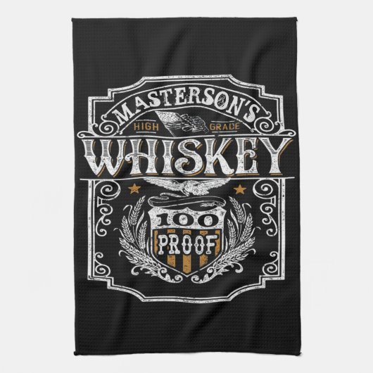 Personalisiert NAME Old West Whiskey Brauerei Bar Geschirrtuch (Vertikal)