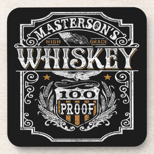 Personalisiert NAME Old West Whiskey Brauerei Bar Getränkeuntersetzer (Vorderseite)