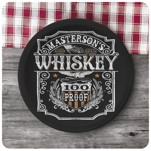 Personalisiert NAME Old West Whiskey Brauerei Bar Pappteller