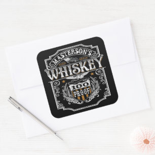 Personalisiert NAME Old West Whiskey Brauerei Bar Quadratischer Aufkleber