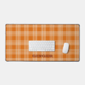 Personalisiert Name Orange Kariert Gingham Pattern Schreibtischunterlage (Tastatur & Maus)