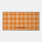 Personalisiert Name Orange Kariert Gingham Pattern Schreibtischunterlage (Vorderseite)