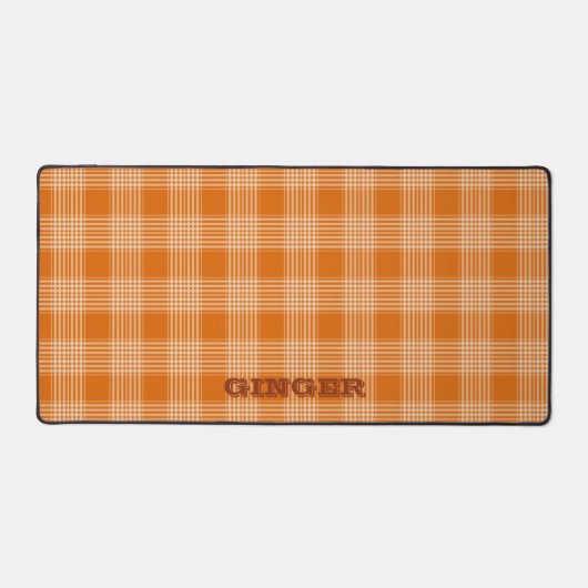 Personalisiert Name Orange Kariert Gingham Pattern Schreibtischunterlage (Vorderseite)