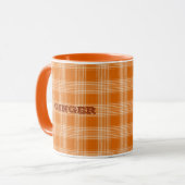 Personalisiert Name Orange Kariert Gingham Pattern Tasse (Vorderseite Links)