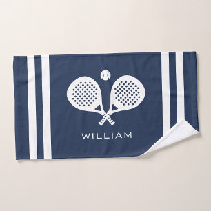 Personalisiert Name Padel Tennis Navy Blaue Streif Handtuch