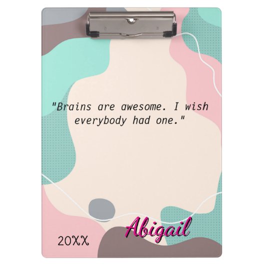 Personalisiert Name Pastel Wave Office School Klemmbrett (Vorderseite)