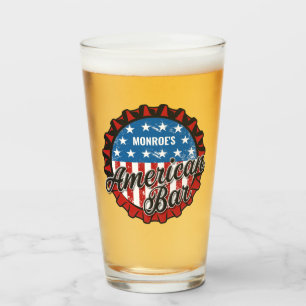 Personalisiert NAME Patriotic USA Flag American Ba Glas